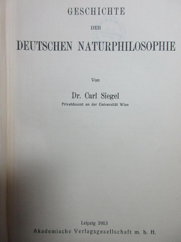 5 G 221 : Geschichte der deutschen Naturphilosophie (1913)