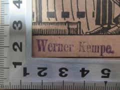 - (Kempe, Werner), Stempel: Name; 'Werner Kempe.'. 