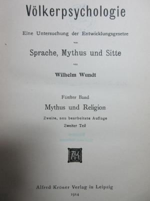 5 G 319&lt;2&gt;-5 : Mythus und Religion (1914)