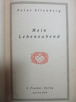 5 L 109 : Mein Lebensabend (1919)