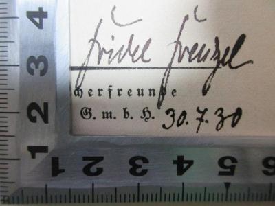 5 O 11 : Tolstoi (1927);- (Frenzel, Fridel), Von Hand: Autogramm, Datum; 'Fridel Frenzel
30.7.30'. 