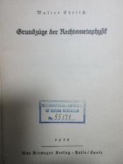 5 W 1169 : Grundzüge der Rechtsmetaphysik : (Vortrag auf Einladung der Kantgesellschaft zu Basel, gehalten im Dez. 1934) (1935)