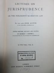 5 W 1184&lt;5*1931&gt;-2 : Lectures on jurisprudence or the philosophy of positive law (1931)