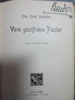 5 L 40&lt;9&gt; : Vom gastfreien Pastor (1902)