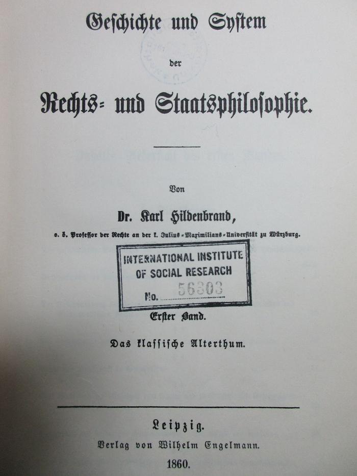 5 W 1164-1 : Das klassische Alterthum (1860)