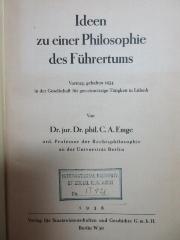 5 W 250 : Ideen zu einer Philosophie des Führertums : Vortrag, gehalten 1934 in der Gesellschaft für gemeinnützige Tätigkeit in Lübeck (1936)