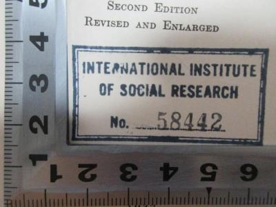 5 W 275&lt;2&gt; : Government in the Third Reich (1937);- (International Institute of Social Research), Stempel: Name, Nummer; 'International Institute 
of Social Research
No. 58442'. 