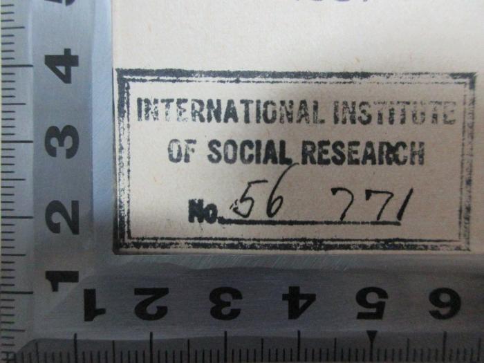 5 W 1411 : La justice criminelle en France sous la terreur (1937);- (International Institute of Social Research), Stempel: Name, Nummer; 'International Institute 
of Social Research
No. 56771[handschriftlich]'. 