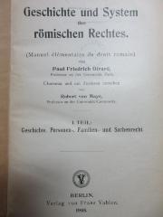 5 W 1397-1 : Geschichte, Personen-, Familien- und Sachenrecht (1908)
