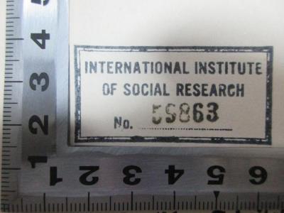 5 W 729 : Zusätzliche Gefolgschaftsversorgung (1938);- (International Institute of Social Research), Stempel: Name, Nummer; 'International Institute 
of Social Research
No. 59863'. 