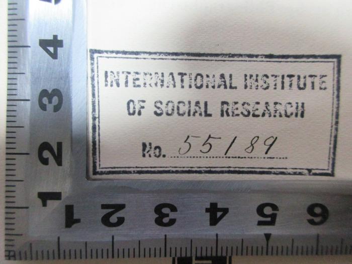 5 W 709 : Die Gewerkschaften im Arbeitskampf : ein Beitrag zur Typologie des Streiks (1935);- (International Institute of Social Research), Stempel: Name, Nummer; 'International Institute 
of Social Research
No. 55189[handschriftlich]'. 