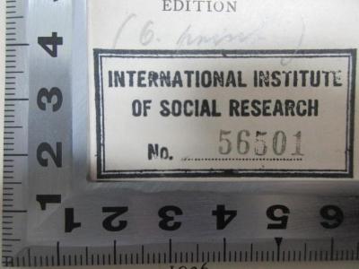 5 W 610&lt;6&gt; : The United States since 1865 (1936);- (International Institute of Social Research), Stempel: Name, Nummer; 'International Institute 
of Social Research
No. 56501'. 