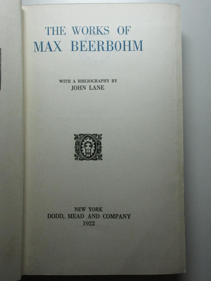 6 M 82 : The works of Max Beerbohm (1922)