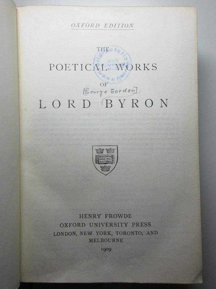 6 M 62 : The poetical works of Lord Byron (1909)