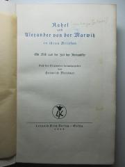 6 L 76 : Rahel und Alexander von der Marwitz in ihren Briefen : ein Bild aus der Zeit der Romantiker (1925)