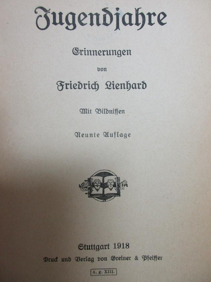 8 L 426&lt;9&gt; : Jugendjahre : Erinnerungen (1918)