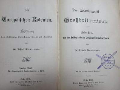 9 F 379-2 : Die Kolonialpolitik Großbritanniens. Von den Anfängen bis zum Abfall der Vereinigten Staaten (1898)