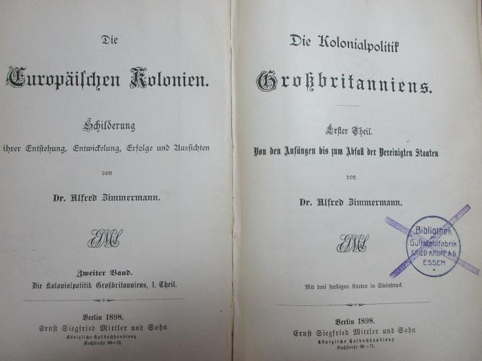 9 F 379-2 : Die Kolonialpolitik Großbritanniens. Von den Anfängen bis zum Abfall der Vereinigten Staaten (1898)