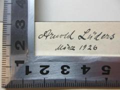 - (Lüders, Arnold), Von Hand: Autogramm, Datum; 'Arnold Lüders
März 1926'. 