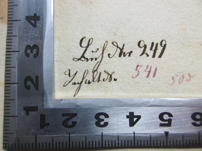 -, Von Hand: Autogramm, Nummer; 'L[?] Str. 249
[?]';2 G 246-1 : A bis G (1822)
