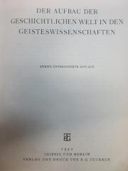 2 G 155&lt;2&gt;-7 : Der Aufbau der geschichtlichen Welt in den Geisteswissenschaften (1942)