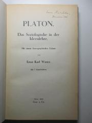8 G 393<a> : Platon : das Soziologische in der Ideenlehre : mit einem ikonographischen Exkurs : mit 7 Kunstblättern (1930)</a>