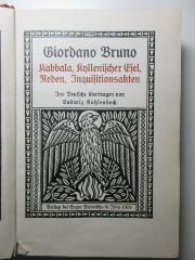 2 G 280-6 : Kabbala, Kyllenischer Esel, Reden, Inquisitionsakten (1909)