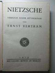 2 G 31<a> : Nietzsche : Versuch einer Mythologie (1918)</a>