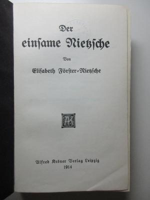 2 G 36 : Der einsame Nietzsche (1914)