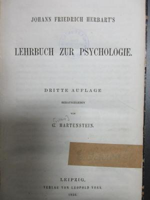 2 G 447&lt;3&gt; : Lehrbuch zur Psychologie (1850)