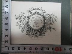 - (Robb, Mary Anne), Etikett: Exlibris, Name, Motto, Abbildung; 'Mary Anne Robb
Sibi
et amicis.
[lat. "Von ihr und ihren Freunden]'. 