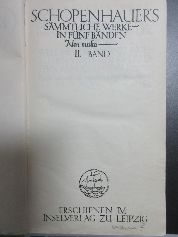 2 G 48-2 : Die Welt als Wille und Vorstellung (1905)
