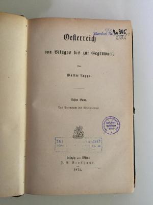 SG: Ro 365-1 Rara : Oesterreich von Világos bis zur Gegenwart. Das Decennium des Absolutismus. (1872)