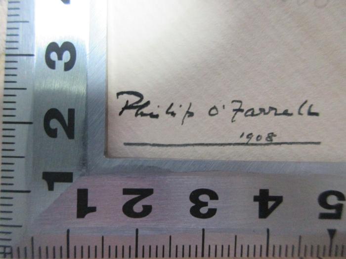 - (O'Farrell, Philip), Von Hand: Autogramm, Datum; 'Philip O'Farrell
1908'. ;8 M 191 : The poems of Oscar Wilde (1908)