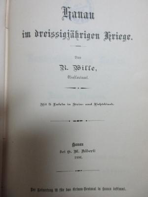 4 X 1106 : Hanau im dreissigjährigen Kriege (1886)