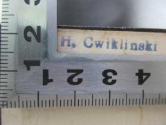 - (Cwiklinski, H.), Stempel: Name; 'H. Cwiklinski'. 