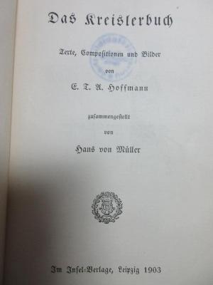 9 L 225 : Das Kreislerbuch : Texte, Compositionen und Bilder (1903)