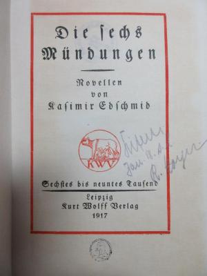 9 L 174&lt;6&gt; : Die sechs Mündungen : Novellen (1917)