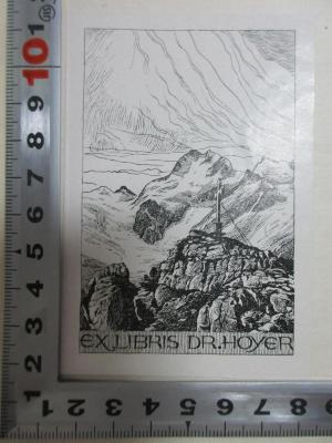 - (Hoyer), Etikett: Exlibris, Name, Abbildung; 'Ex Libris Dr. Hoyer'. ;9 L 174&lt;6&gt; : Die sechs Mündungen : Novellen (1917)