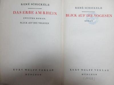 9 L 300-2 : Blick auf die Vogesen : Roman (1927)