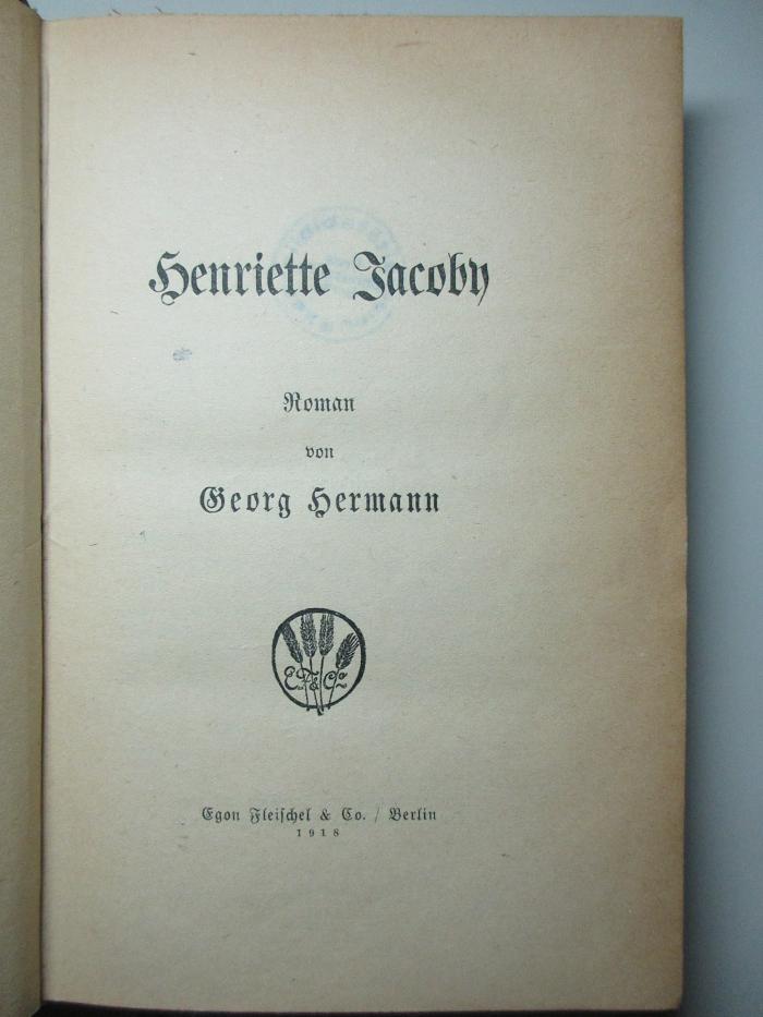 9 L 479&lt;47&gt;-2 : Henriette Jacoby : Roman (1918)