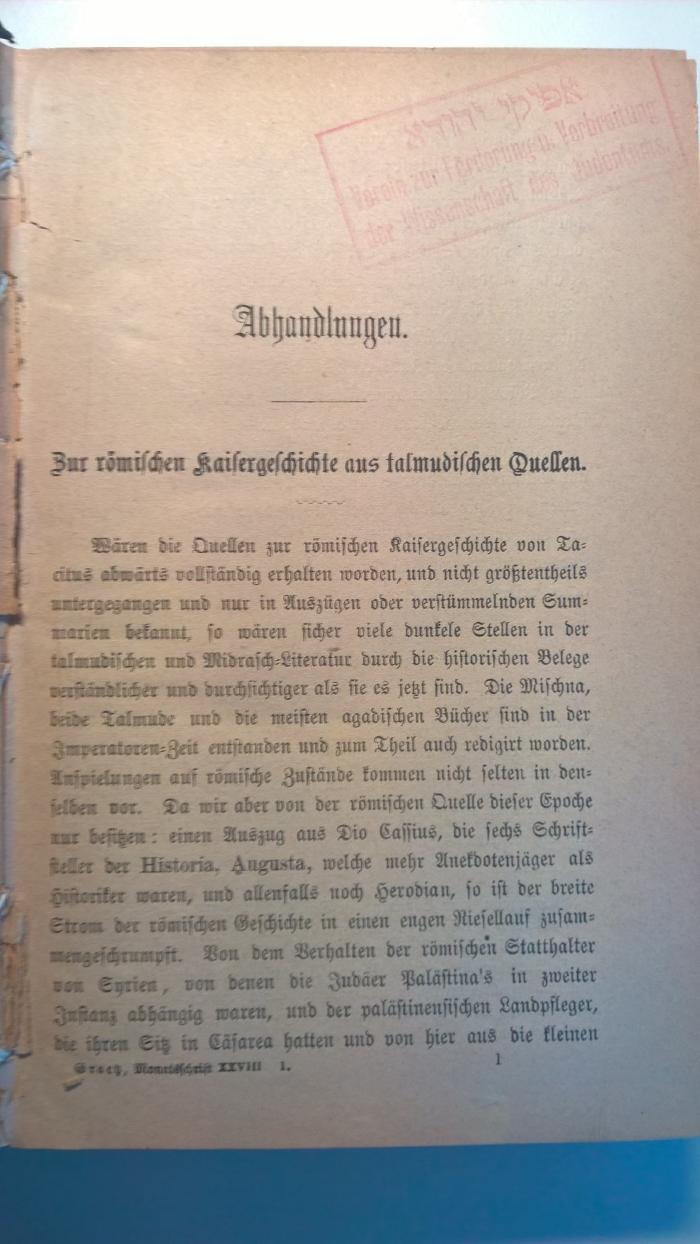 Zb 380 28 (ausgesondert) : Monatsschrift für Geschichte und Wissenschaft des Judenthums (1879)