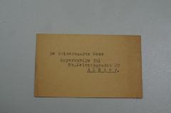- (Tal, Justus), Papier: Name, Ortsangabe; 'De Weleerwaarde Heer
Opperrabijn Tal
Nw. Keizergracht 33
Alhier.'. 