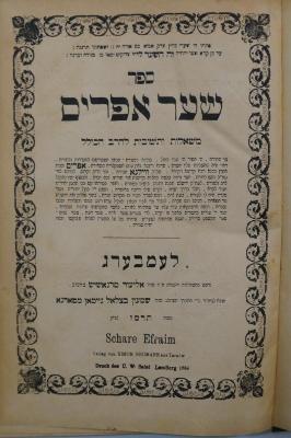 Asch7201 : ספר שער אפרים משאלות ותשובות להרב הכולל (1886)