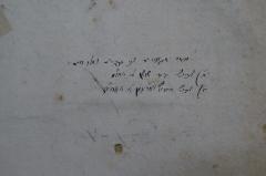 - (Sachs, Michael), Von Hand: Notiz; 'בזה אגודי ע בני ספרים ואלו ואלוהם 
א] לבוש עיר שושן על טחו׳׳מ
ב] לבוש הבוץ וארגמן על טאהע׳׳ז'. 