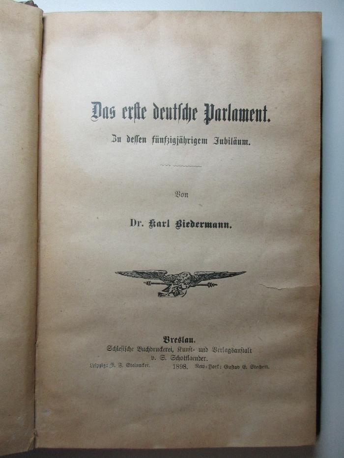 4 X 180 : Das erste deutsche Parlament : zu dessen fünfzigjährigem Jubiläum (1898)