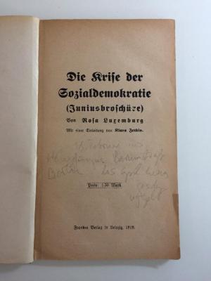 C 4 LUX 2 (ausgeschieden) : Die Krise der Sozialdemokratie (Juniusbroschüre) (1919)