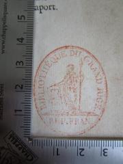 - (France. Ministère de la Justice), Stempel: Name, Berufsangabe/Titel/Branche, Ortsangabe, Abbildung; 'Bibliothéque du Grand Juge. Rep. Fran.'.  (Prototyp)