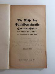C 4 LUX 2 (ausgeschieden) : Die Krise der Sozialdemokratie (Juniusbroschüre) (1919)