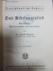 8 X 359&lt;3&gt; : Das Nibelungenlied : Auswahl, Wörterverzeichnis und Anmerkungen (1935)